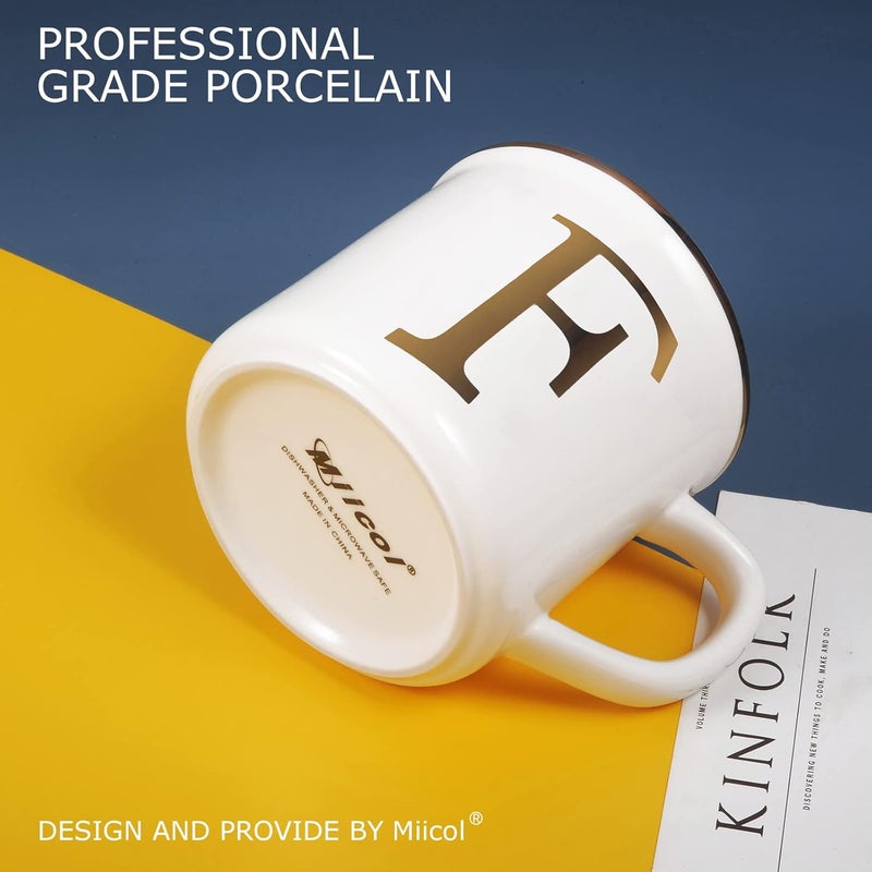 Miicol Ceramic Coffee Mug 16 oz, Monogram Coffee Cup, Golden Initial Tea Mug, Personalized Tea Cup, Unique Gift, Large Mug for Home, Office, Letter F - Image 3